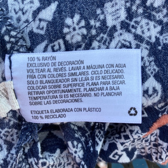 Xhilaration Navy/White with Coral Embroidery Top Size XXL (Juniors) - Picture 11 of 12